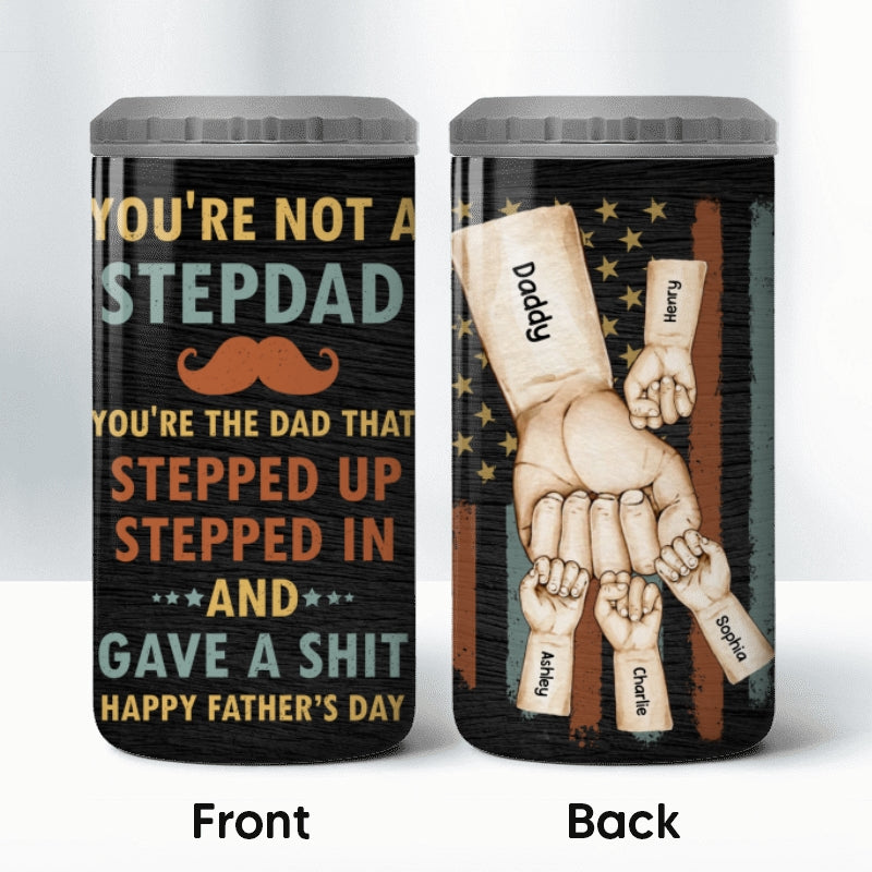 The Dad That Stepped Up, Personalized Can Cooler For Stepdad, Gift For Stepdad