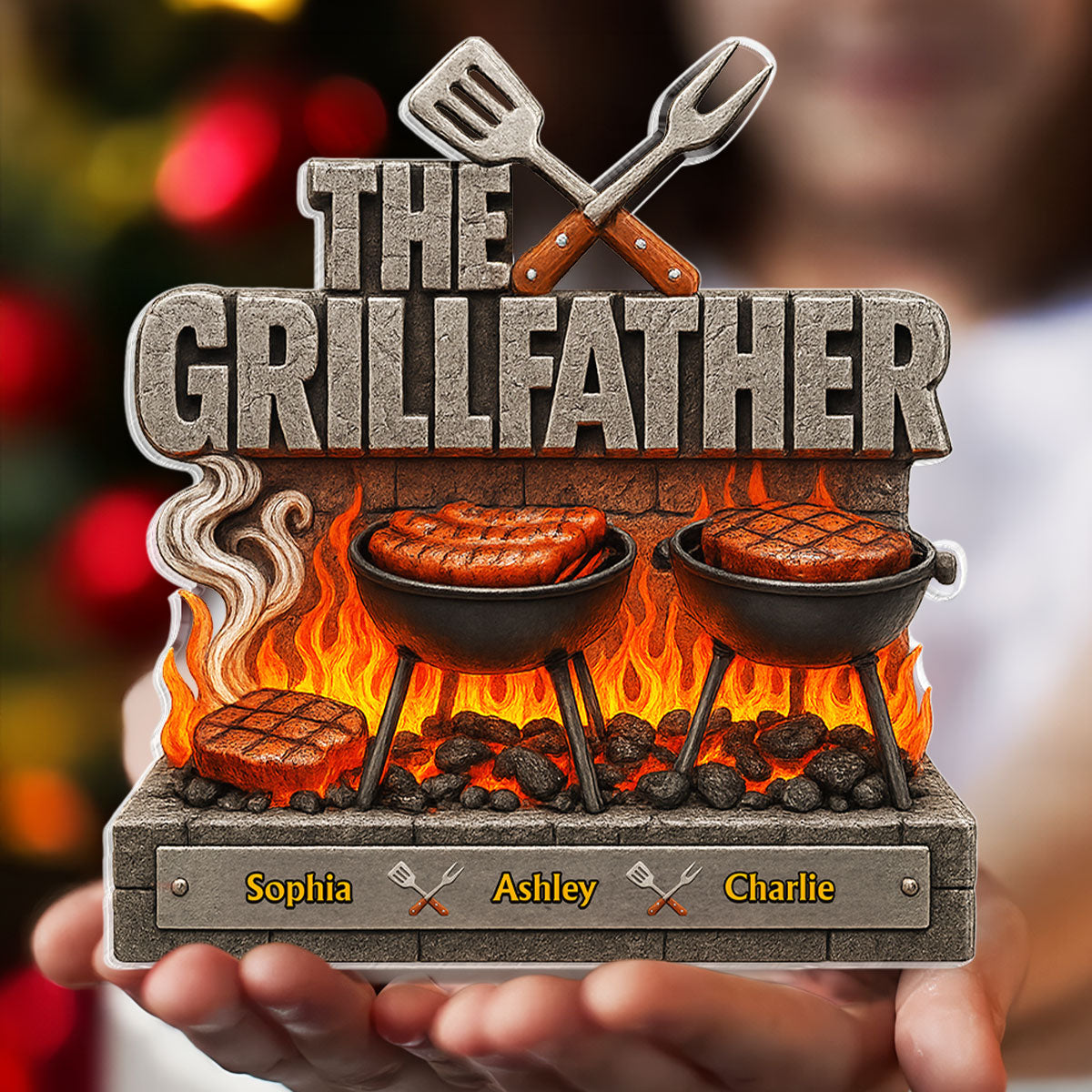 The Grillfather Personalized Custom Shaped Acrylic Block, Father's Day gift
