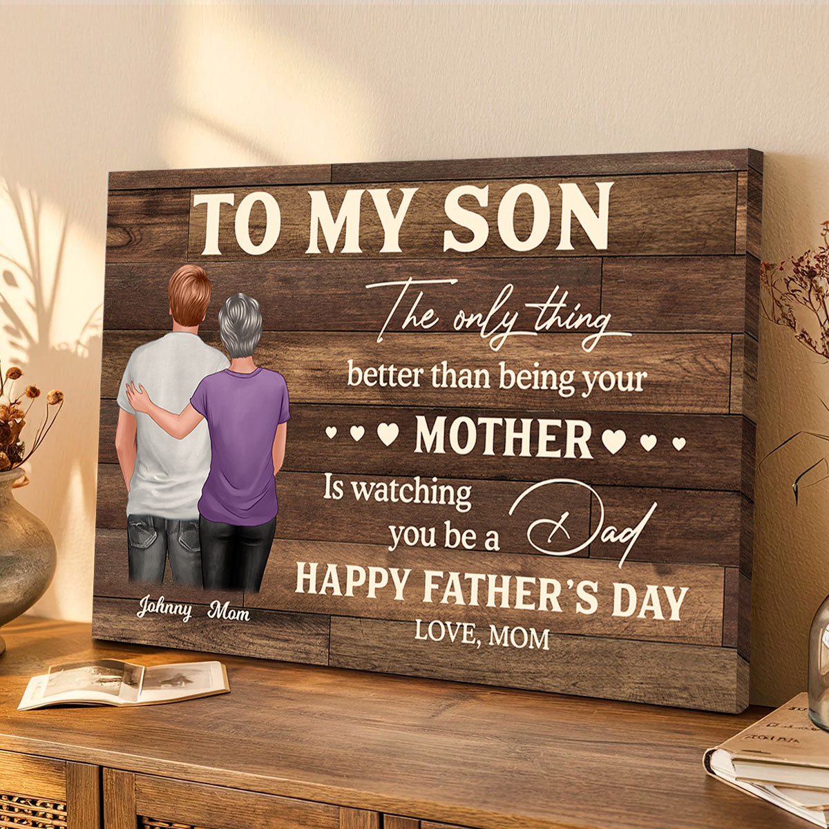 To My Son From Mom Happy Father's Day Personalized Canvas Prints