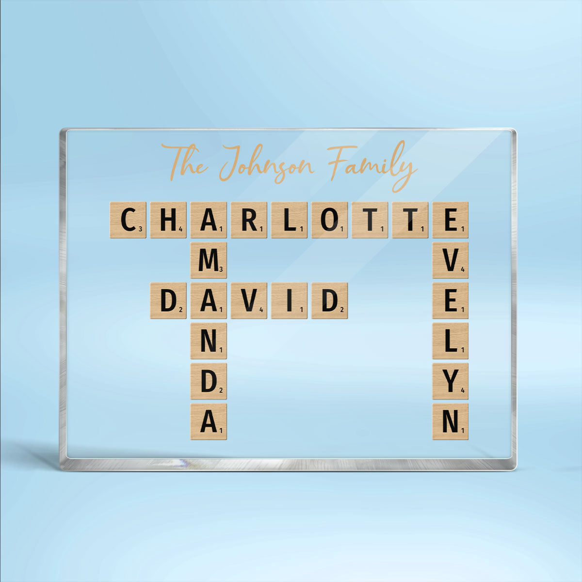 Family Crossword Art Created In A Moment Treasured Forever Personalized Horizontal Acrylic Block Plaque