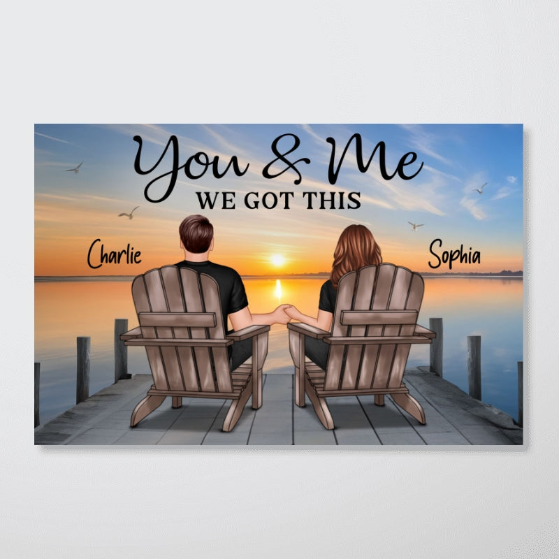 Back View Couple Sitting On The Lake Dock Personalized Poster, Heartfelt Gift For Couple, For Him, For Her, Boyfriend, Girlfriend, Husband, Wife