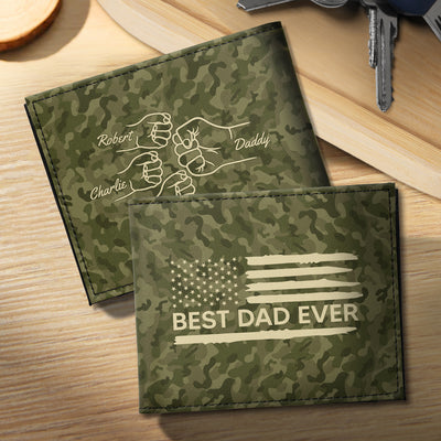 Best Dad Ever Nation Flag Camouflage Pattern Fist Bump Outline Personalized Printed Men‘s Wallet