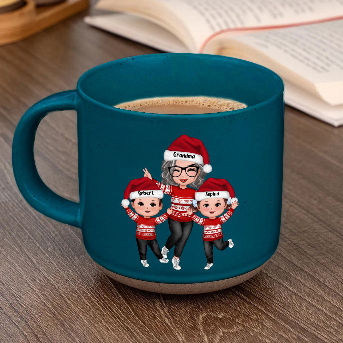 Happy Christmas Grandma Grandkids Personalized Pottery Mug