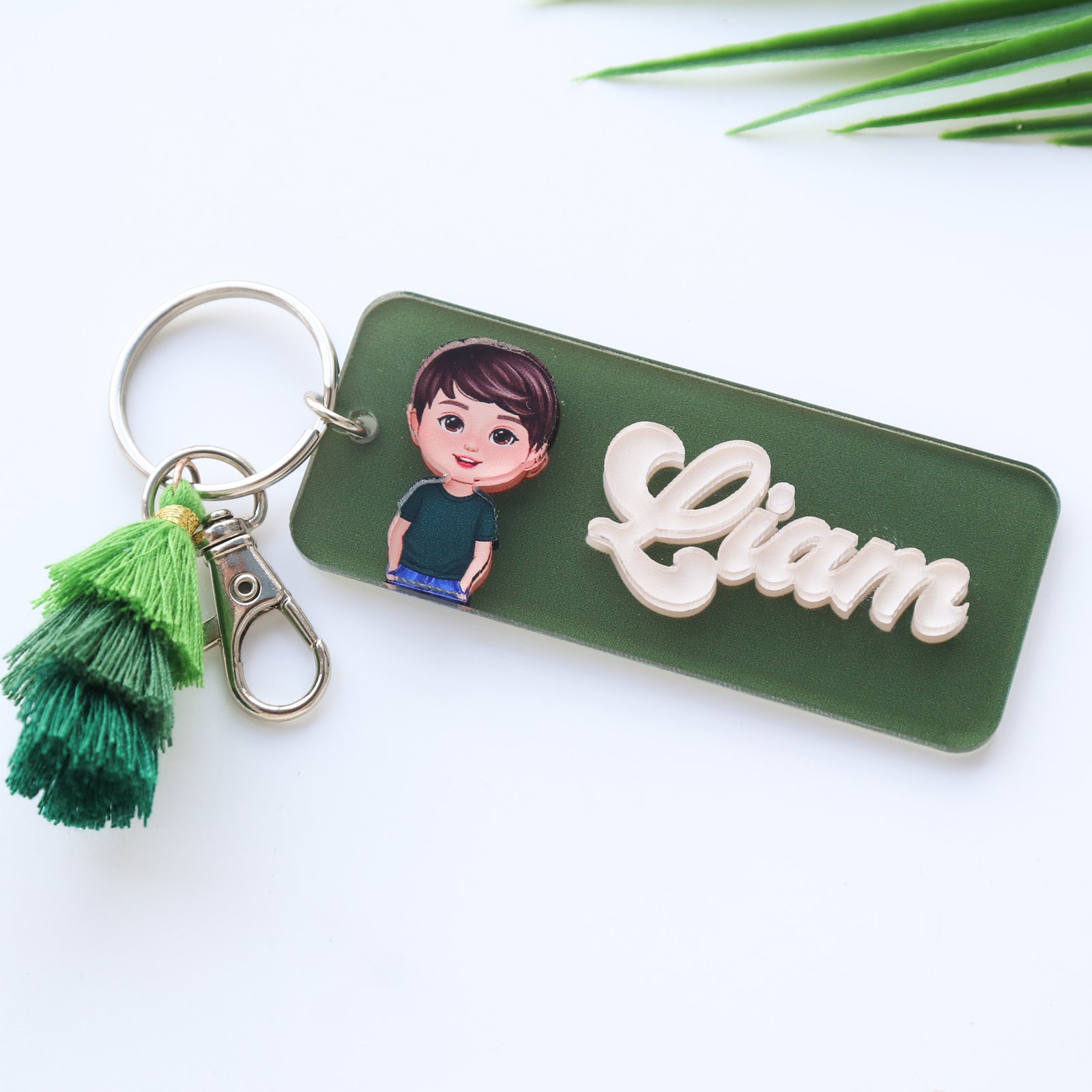 Cute Kid Personalized 2-Layer Acrylic Keychain, Name Tag, Back To School Gift
