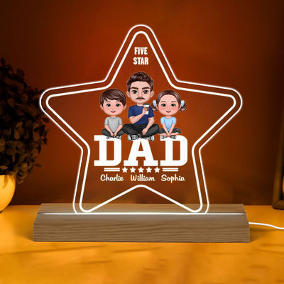 Five - Star Doll Dad And Kids Sitting Personalized Warm Custom Shape LED Night Light