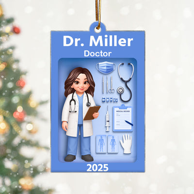 Doctor Action Figure 3D Effect - Personalized Acrylic Ornament - Special Christmas Gift For Doctor