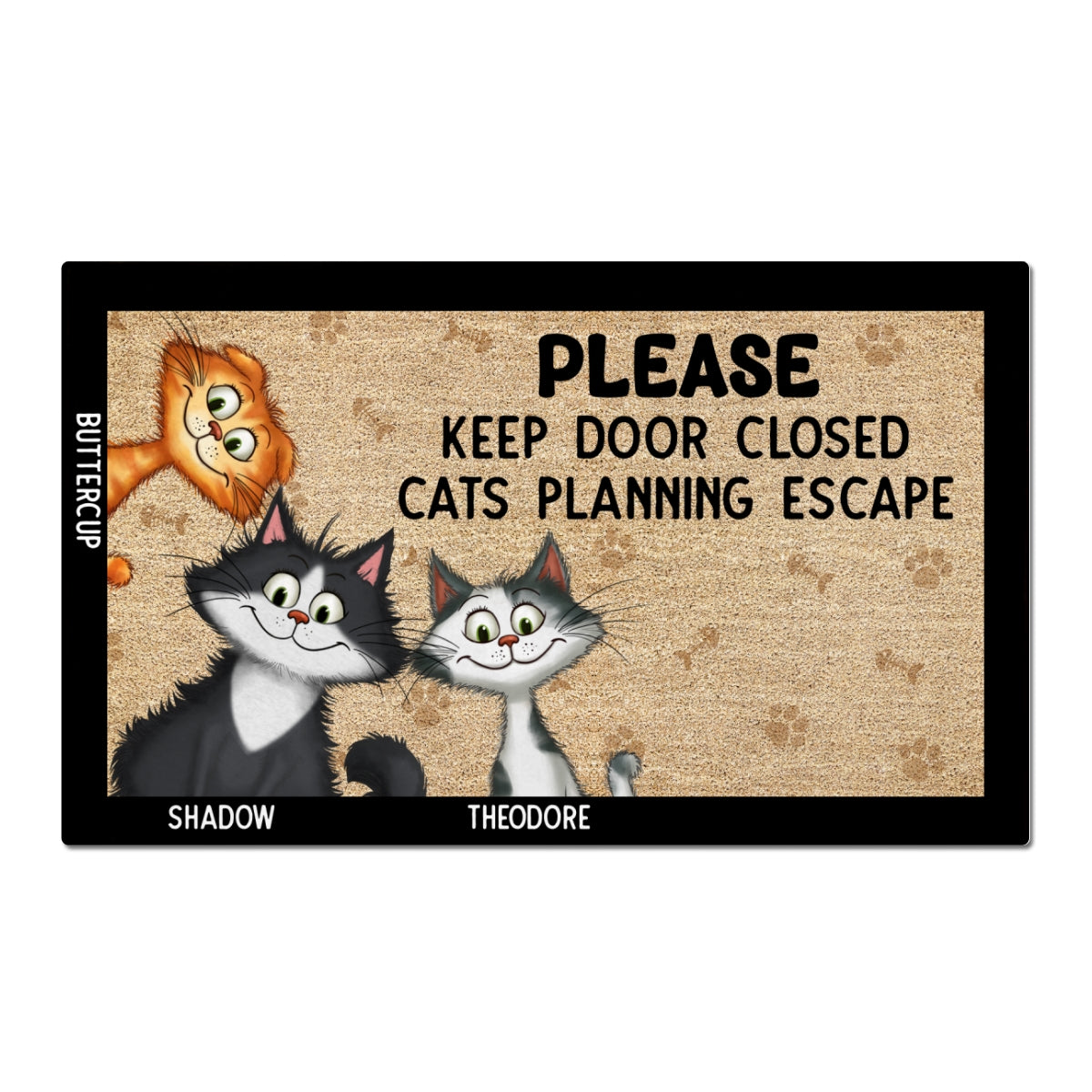 Keep Door Closed Cats Planning Escape Quirky Cats Personalized Doormat