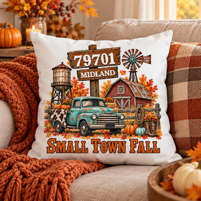 Small Town Fall Western Zip Code - Personalized Pillow