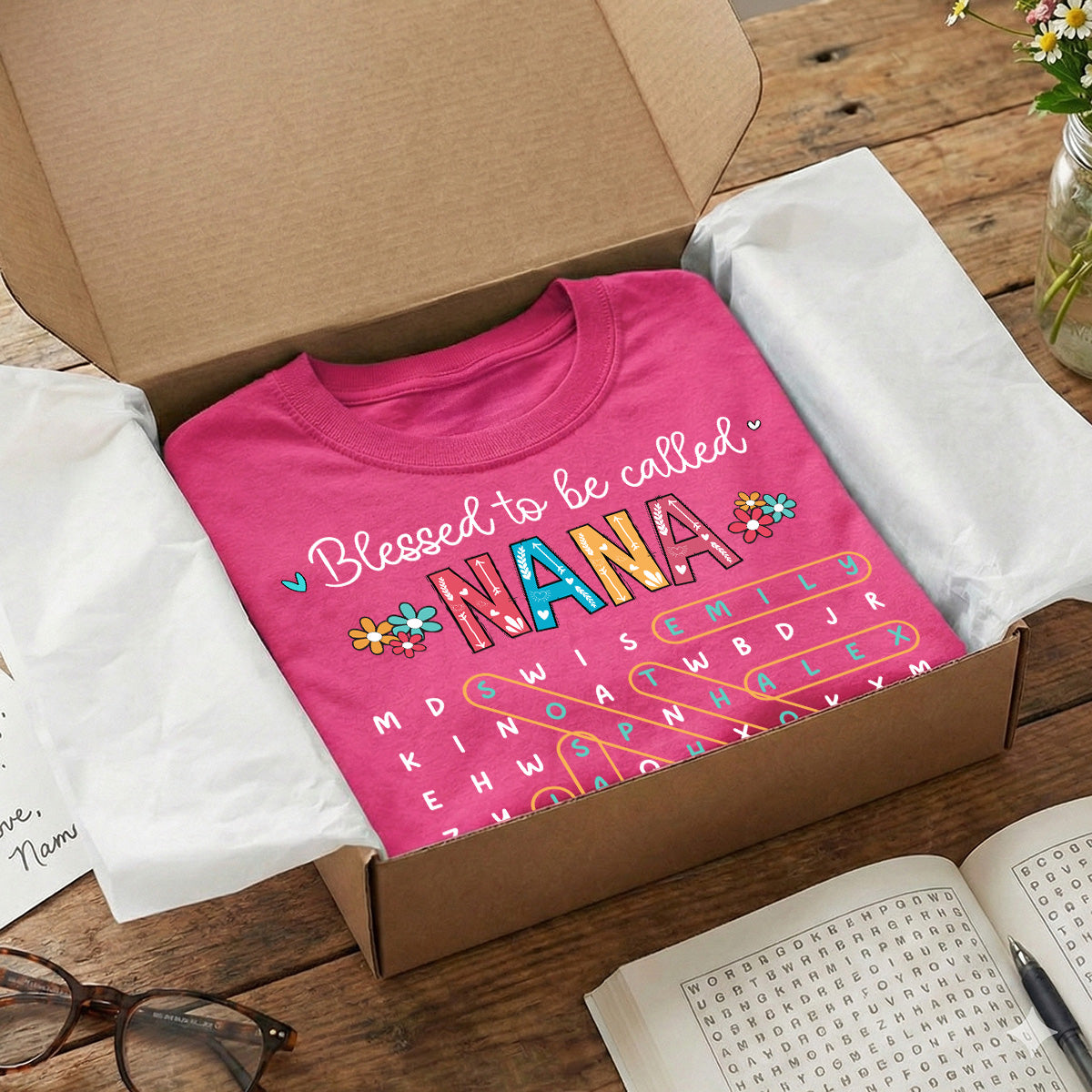 Blessed To Be Called Grandma Grandkids Name Word Search Puzzle - Personalized Shirt - Mother's Day Gift For Grandma Mom