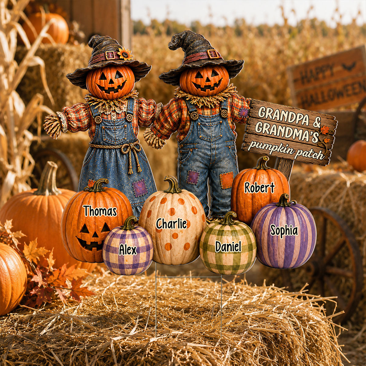 Halloween Fall Scarecrow Grandpa Grandma's Pumpkin Patch - Personalized Yard Sign - Fall Decor For Grandparents