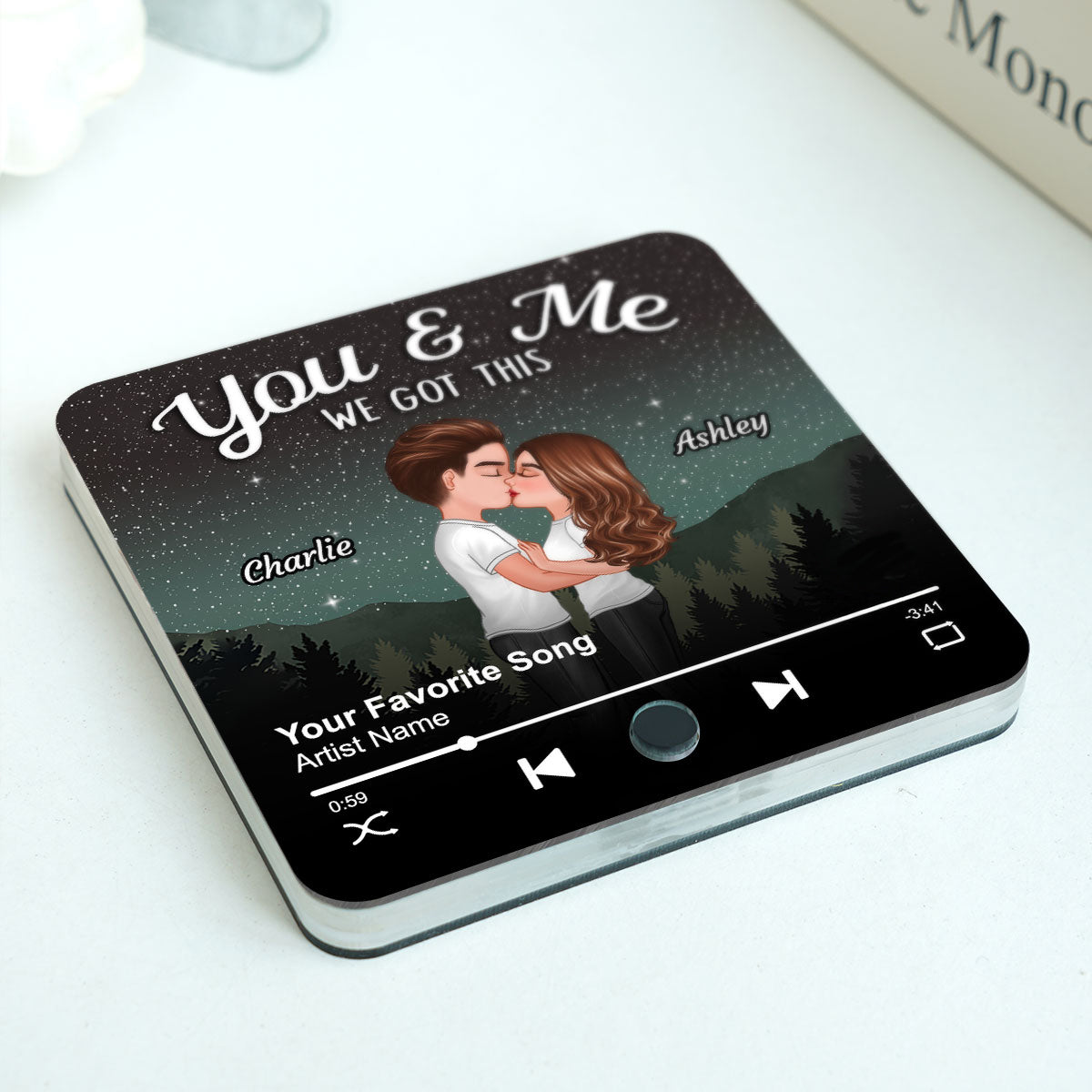 Couple Kissing Under Stars Personalized Music Fridge Magnet, Heartfelt 2025  Gift For Couple, For Him, For Her, Boyfriend, Girlfriend, Husband, Wife