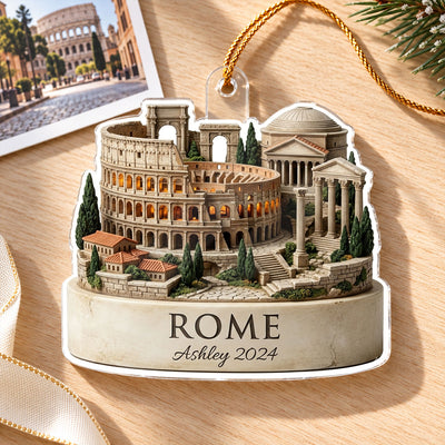 Custom City Travel Vacation - Personalized Acrylic Ornament - Traveling Destination Keepsake, Christmas Gift For Traveling Lovers