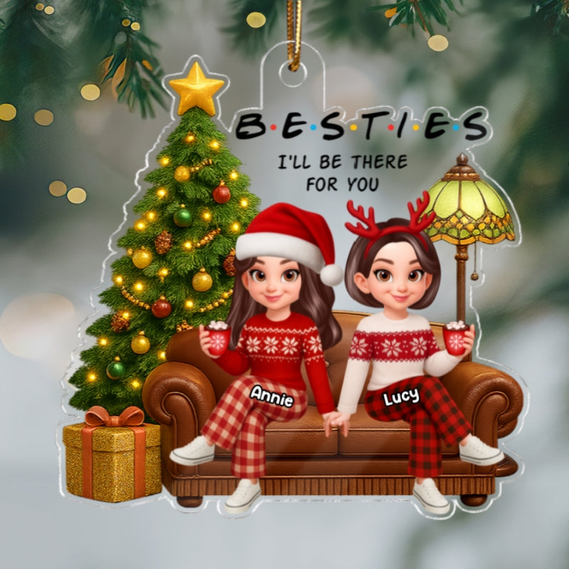 3D Effect Besties Forever Christmas Tree - Personalized Acrylic Ornament - Christmas Gift For Best Friends