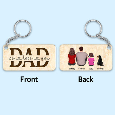 Best Dad Ever Back View Man Kids Dog Cat Personalized Acrylic Keychain