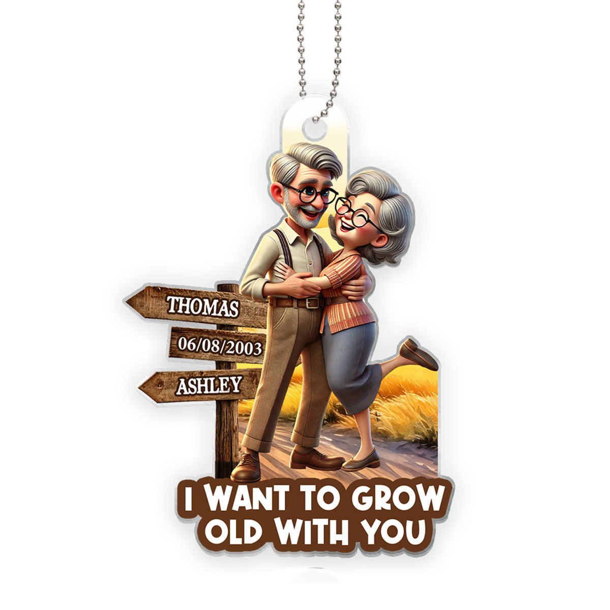 Growing Old Together Personalized Car Hanger Ornament, Anniversary  For Him, For Her, Husband, Wife
