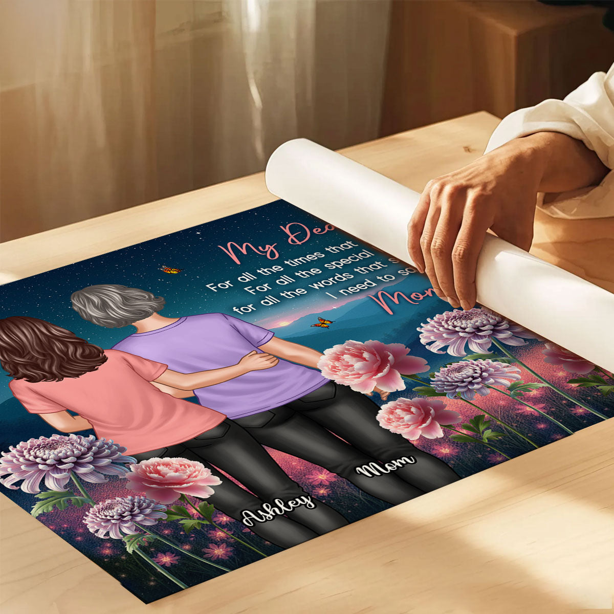 Mom Thank You Gift, Gift From Daughter Birth Flower Personalized Poster