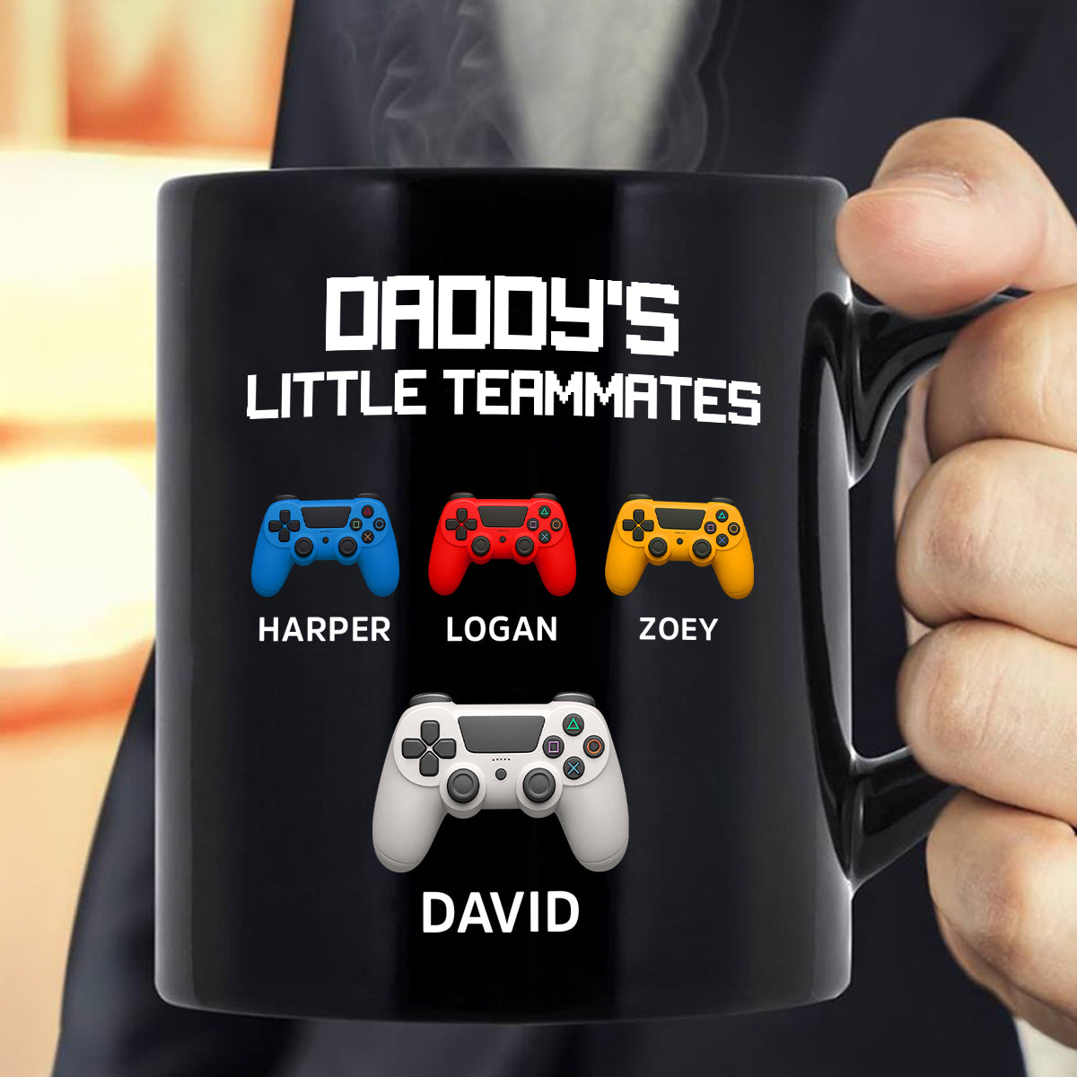Daddy's Little Teammates Personalized Mugs, Father's Day Gift for Gamer Dads