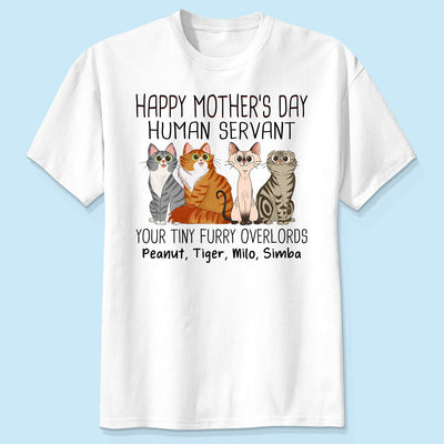 Cartoon Sitting Cats Happy Mother‘s Day Cat Human Servant Personalized Shirt