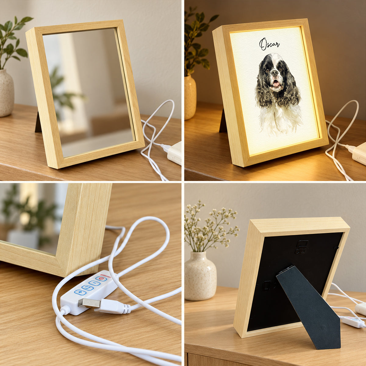 Custom Pet Portrait from Photo - Personalized Mirror Light Box - Heartfelt Christmas Gift for Pet Lovers, Memorial Sympathy Gift