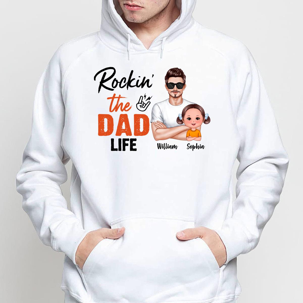 Rockin‘ The Dad Life Realistic Man And Doll Kids Father’s Day Gift For Dad Personalized Shirt
