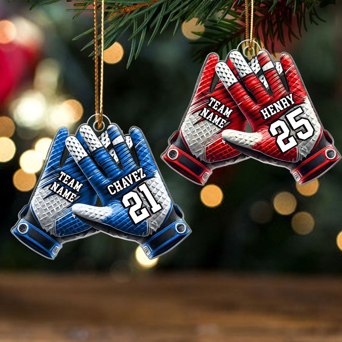 Football Gloves Football For Life Personalized Acrylic Ornament, 3D Effect Flat Ornament