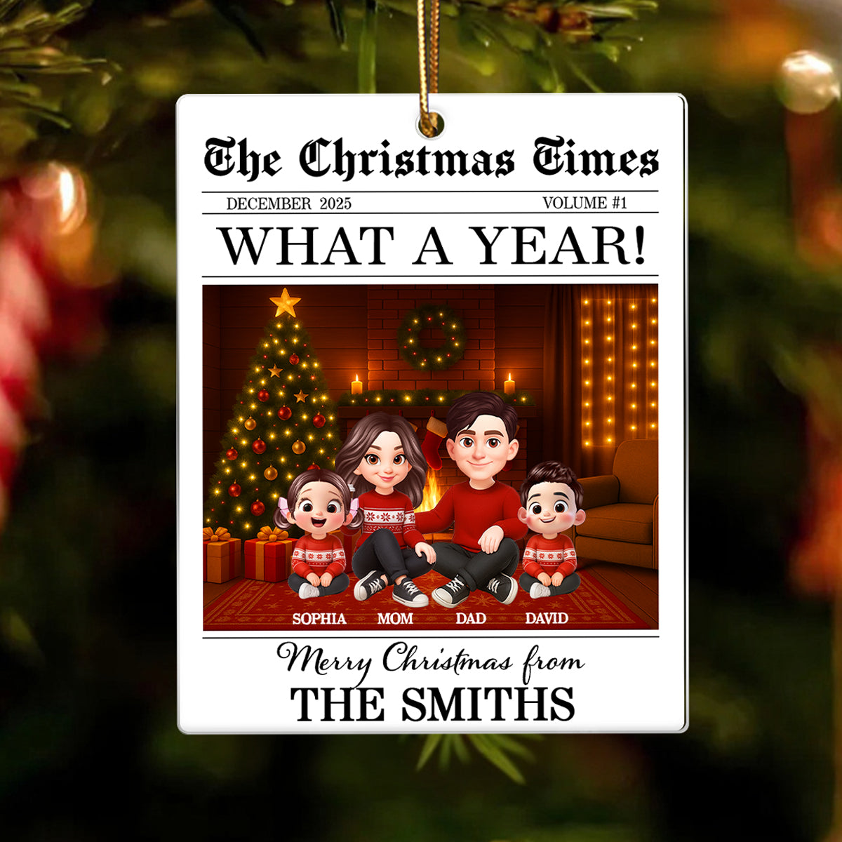 The Christmas Times Family Sitting - Personalized Acrylic Ornament
