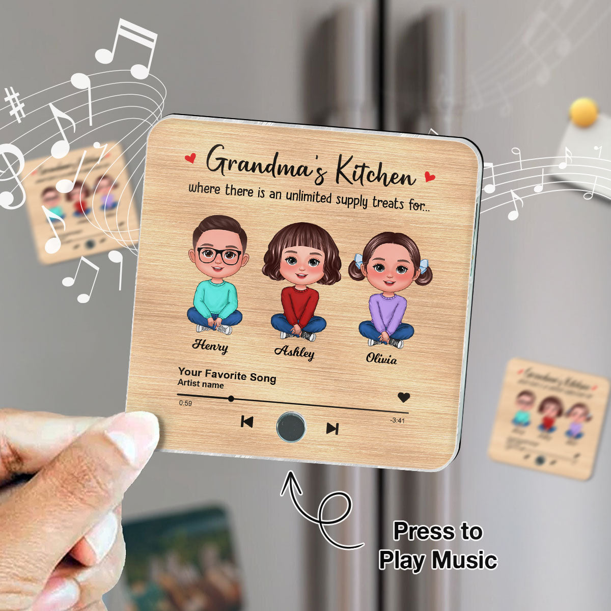 Grandma's Kitchen Where There Is An Unlimited Supply Treats for Grandkids, Personalized Music Fridge Magnet, Heartfelt Gift, Birthday Gift for Grandma