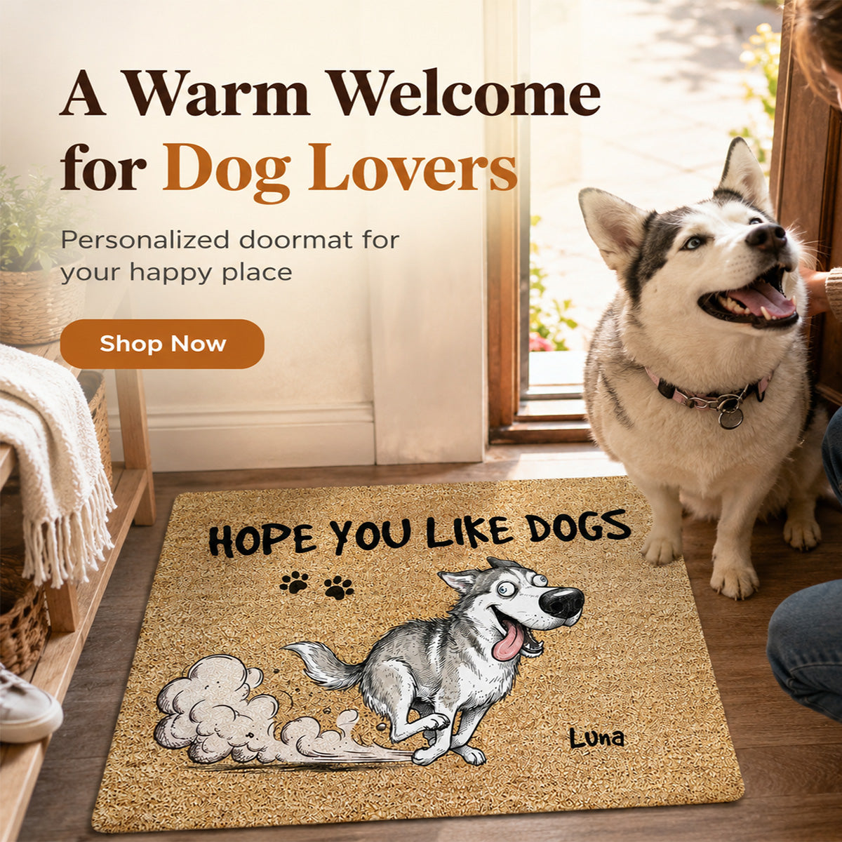 Hope You Like Dogs Funny Zoomies Portrait From Your Dog Photo - Personalized Doormat - Funny Home Decor For Dog Lover