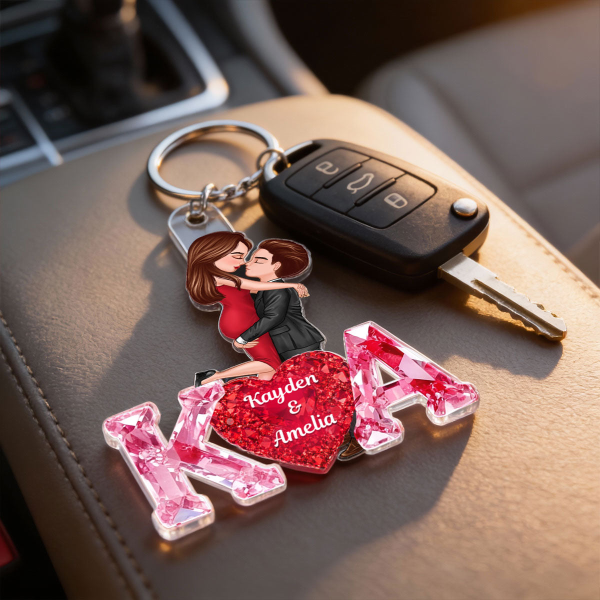 Loving Couple Initial - Personalized Acrylic Keychain - One of a Kind Gift for Her, Gift for Him