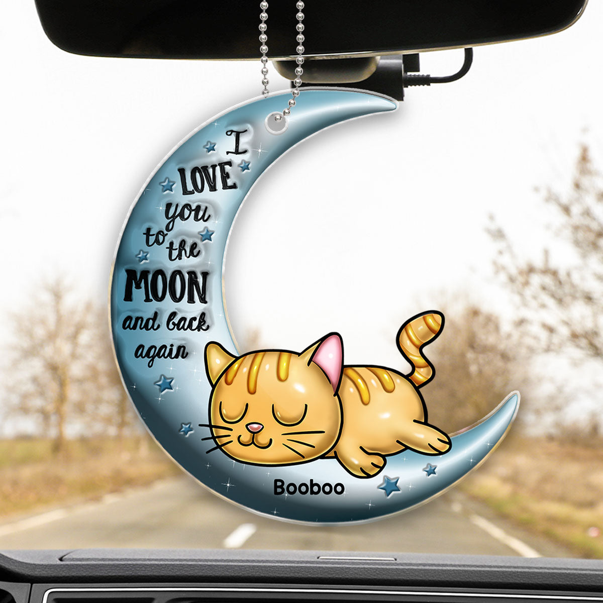 Cute Sleeping Cat Personalized Car Ornament, Gift For Cat Lovers
