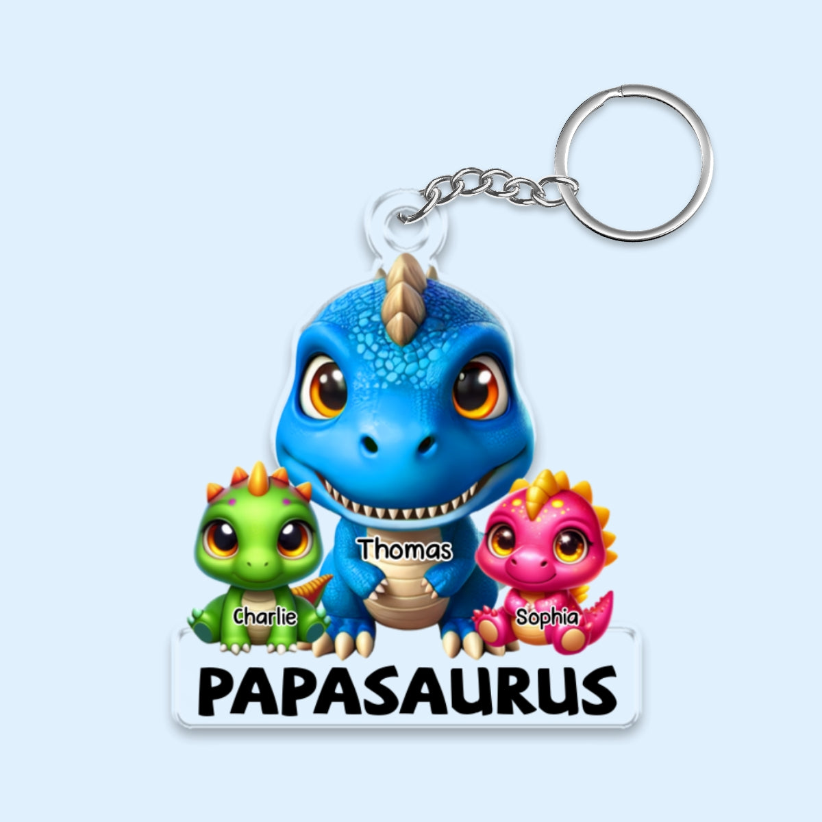 Grandpasaurus Daddysaurus And Kids Personalized Acrylic Keychain