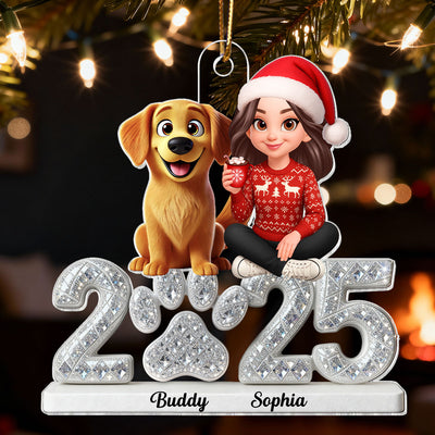 3D Shining Effect Christmas Dog Mom - Personalized Acrylic Ornament - Gift For Dog Lovers