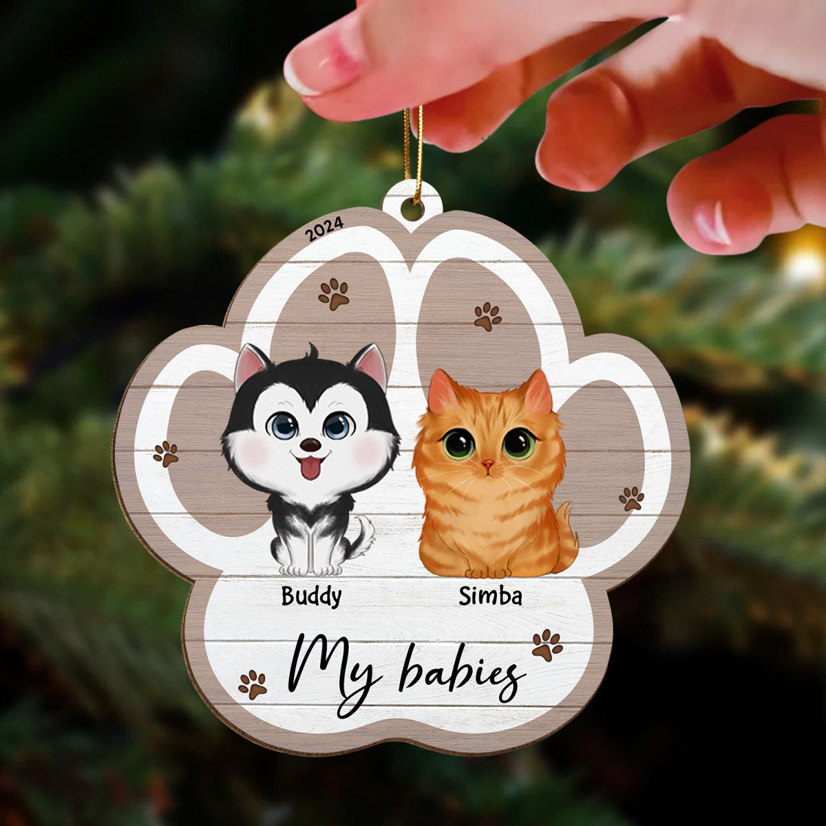 Merry Christmas Pet Lover Christmas Decor Personalized Wooden Ornament