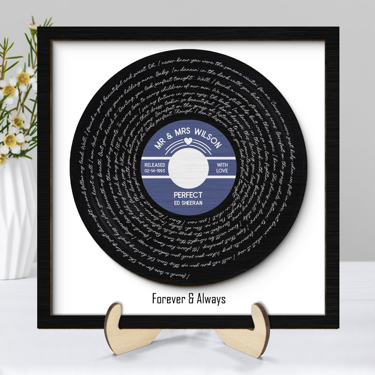 Custom Vinyl Record Label Valentine's Day, Wedding, Father's Day, Anniversary, Unique Gift for Him or Her Personalized 2-Layer Wooden Plaque