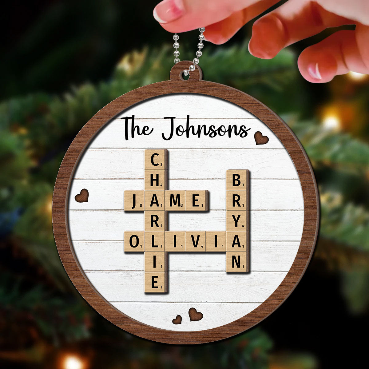 Family Forever Crossword Puzzle Art Unique Decor Personalized 2-Layer Wooden Ornament