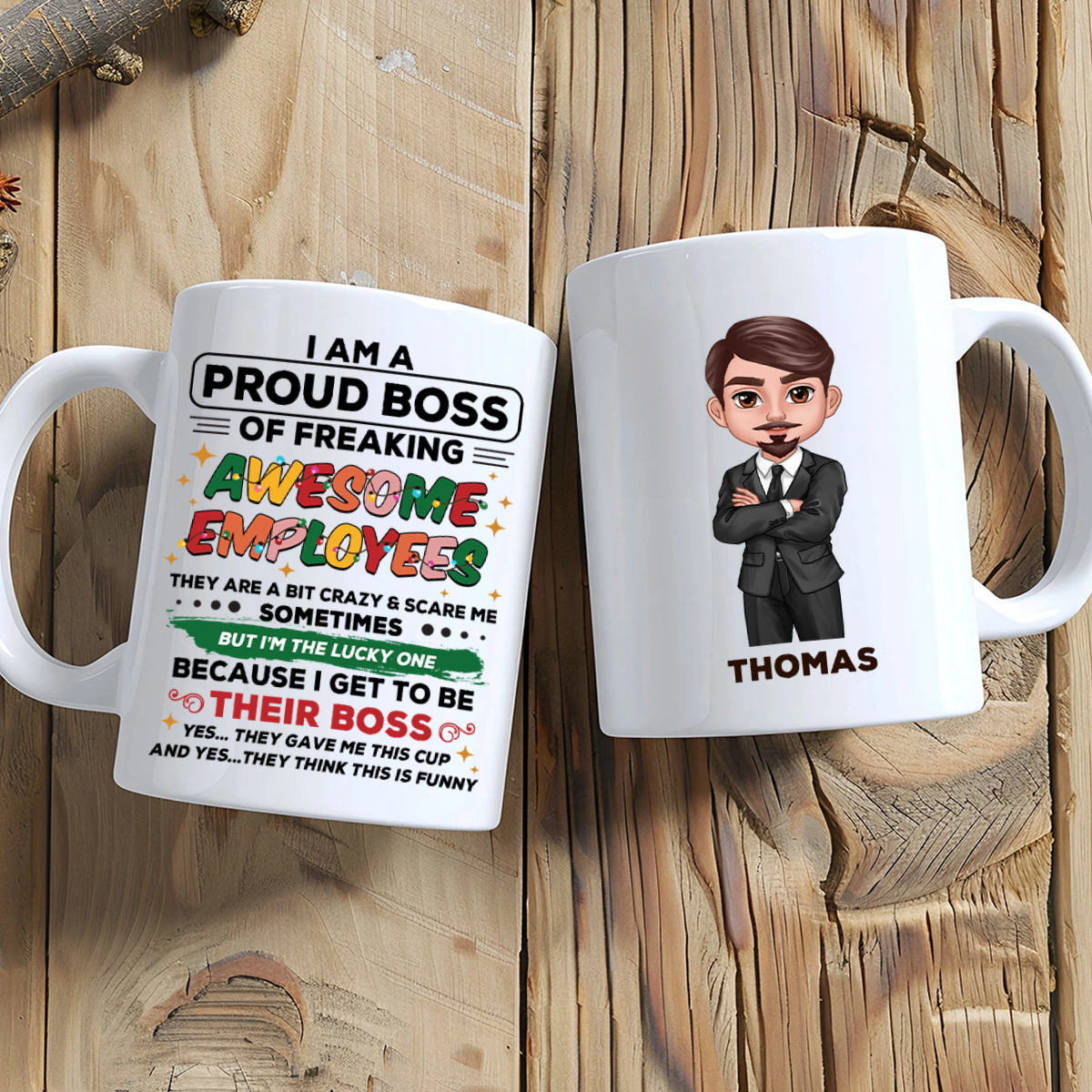 Proud Boss Of Freaking Awesome Employees Personalized Mug, Funny Christmas Gift For Boss