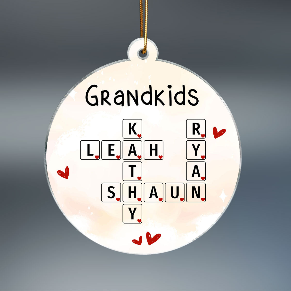 Grandkids Unique Crossword Art Puzzle Personalized Acrylic Ornament, Gift For Grandma Grandparents