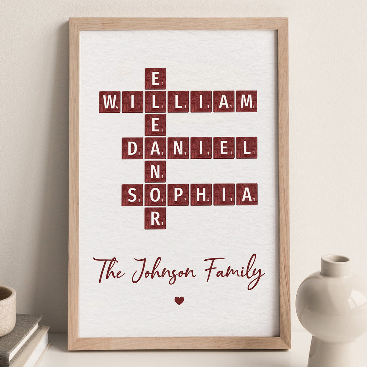 Family Crossword Art - Created In A Moment, Treasured Forever Personalized Poster