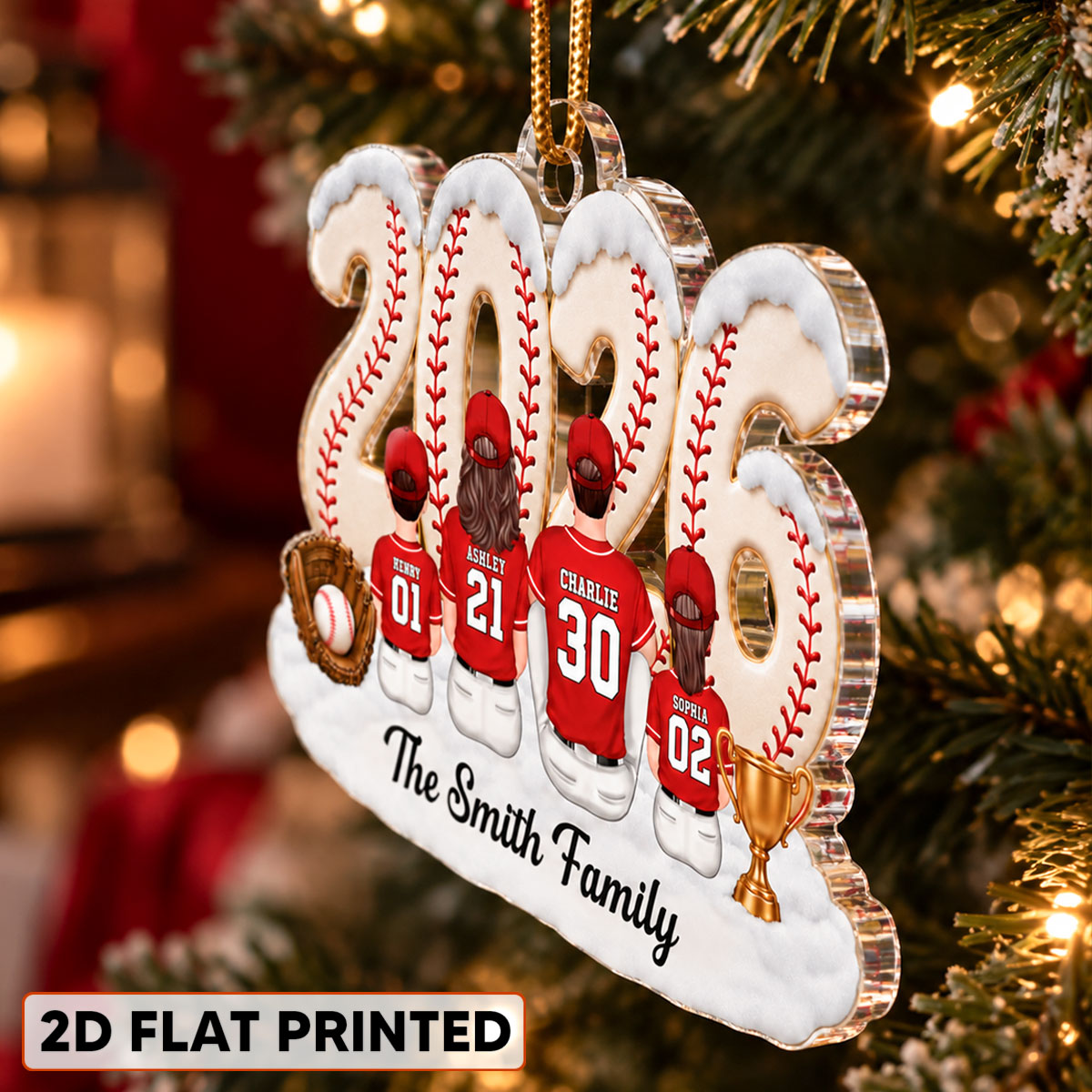 Trending Baseball Family Team - Personalized Acrylic Ornament - Christmas Gift For Boy, Girl, Family