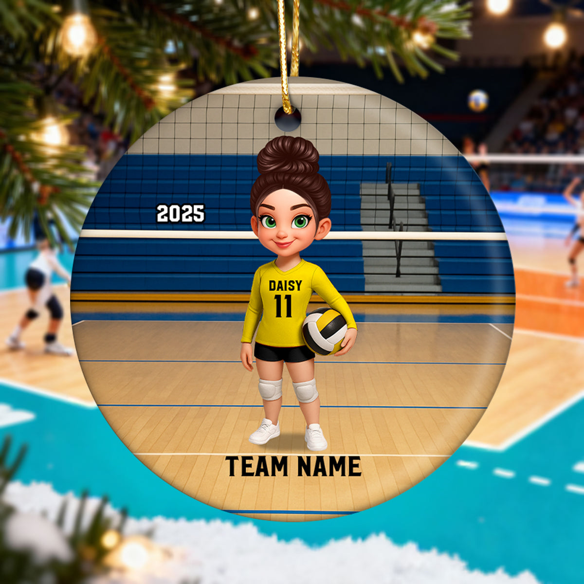 Volleyball Player On The Court - Personalized Ceramic Ornament - Christmas Gift For Volleyball Lovers, School Volleyball Team