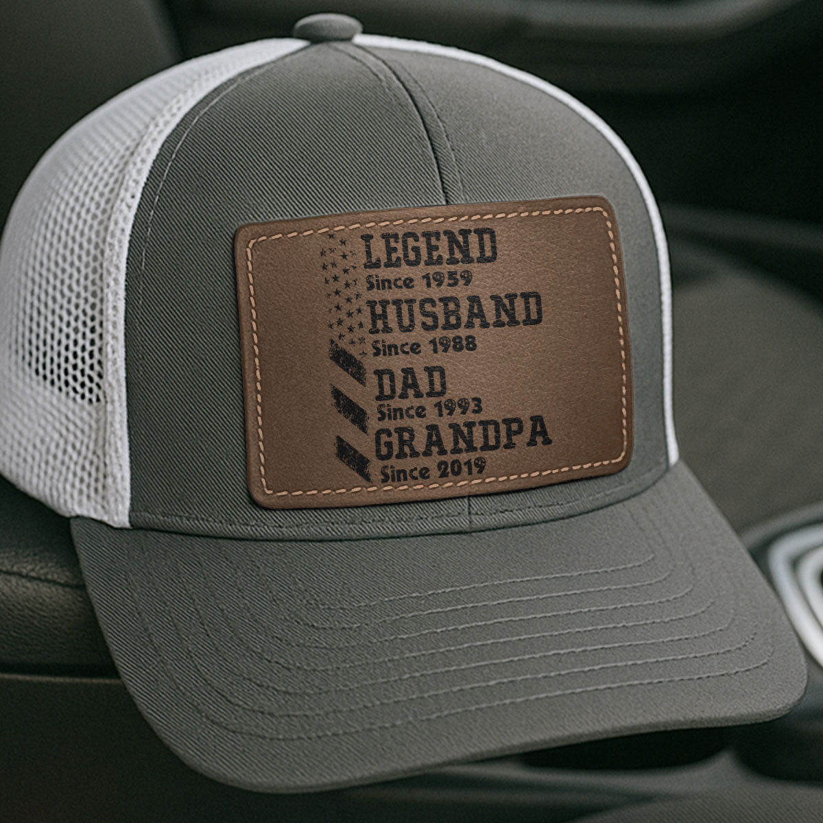 Personalized Legend Husband Dad Papa Since Father's Day Leather Patch Hat