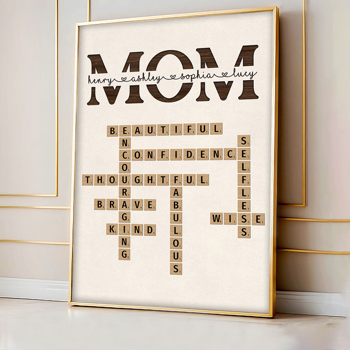 MOM Words Art Why We Love You Crossword Puzzle Create Your Own Unique Gift Personalized Poster, Mother‘s Day Gift