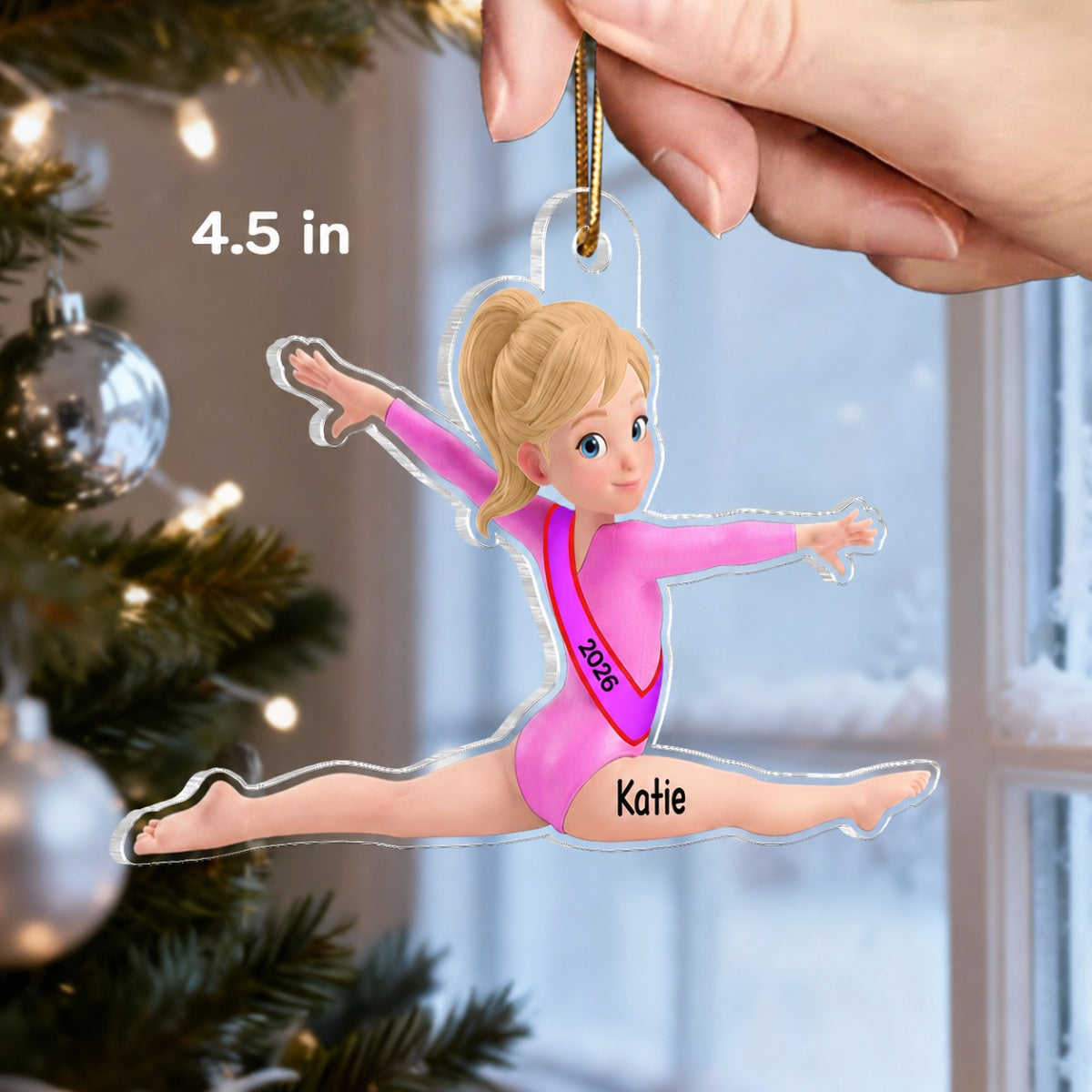 3D Effect Gymnastic Girl Front Split Pose - Personalized Acrylic Ornament - Gymnast Gift For Daughter, Granddaughter