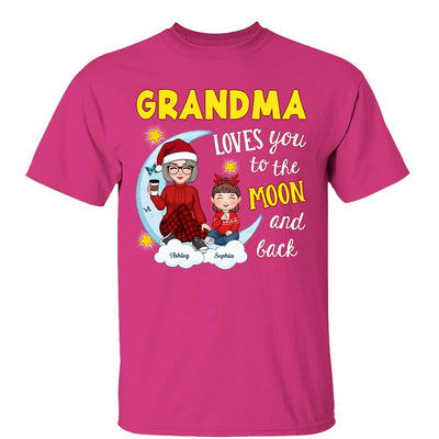 Grandma Loves You To The Moon And Back Cute Grandma Grandkids Personalized Christmas Sweatshirt Hoodie