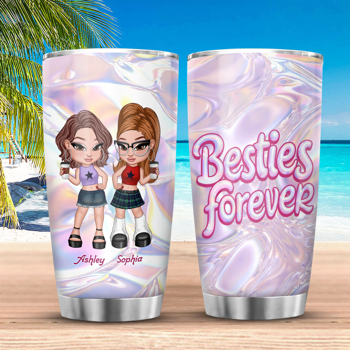 Y2K Besties Personalized Tumbler, Summer Gift For Best Friends