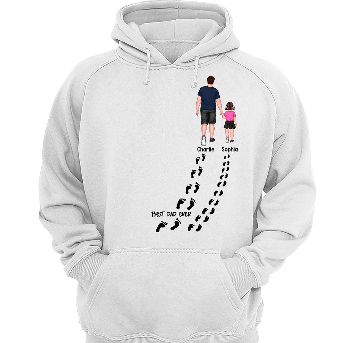 Back View Dad And Son Daughter Kids Walking Best Dad Ever Personalized Shirt