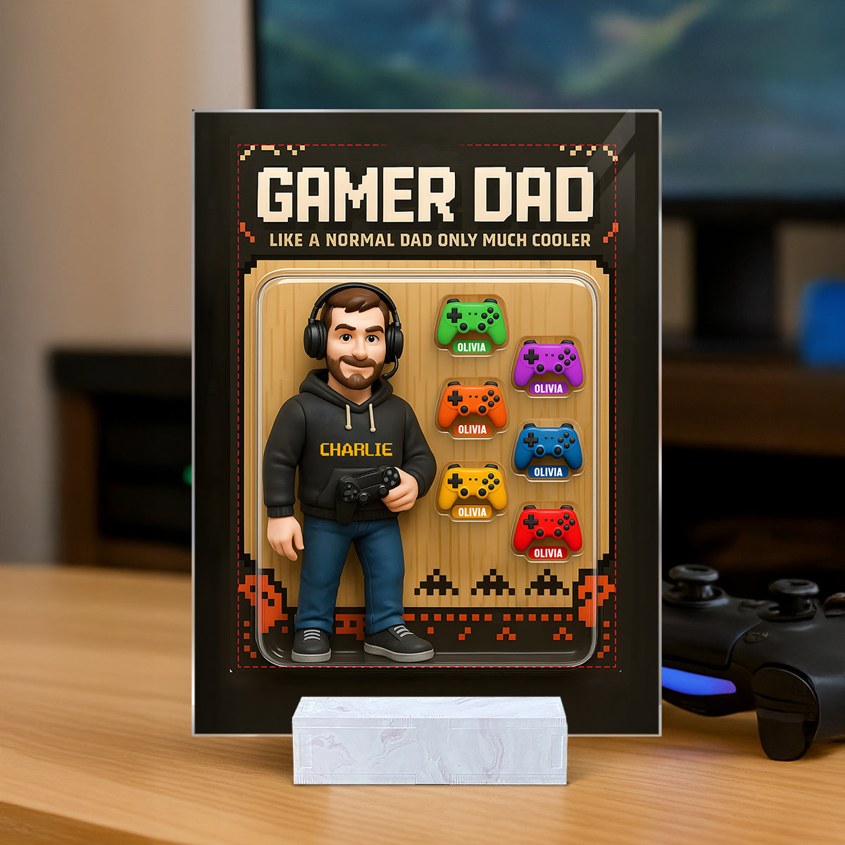 Gamer Dad Cooler Custom Action Figure Personalized Acrylic Plaque, Father's Day Gift for Gamer Dad, Gift for Husband