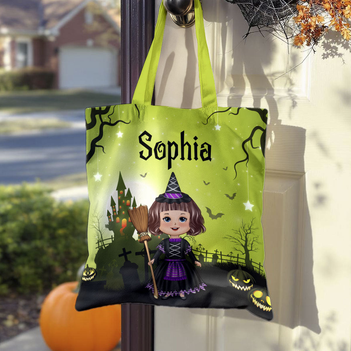 Halloween Theme Cute Kids Personalized Tote Bag, Gift Bag, Treat Bag, Trick or Treat Bag For Kids