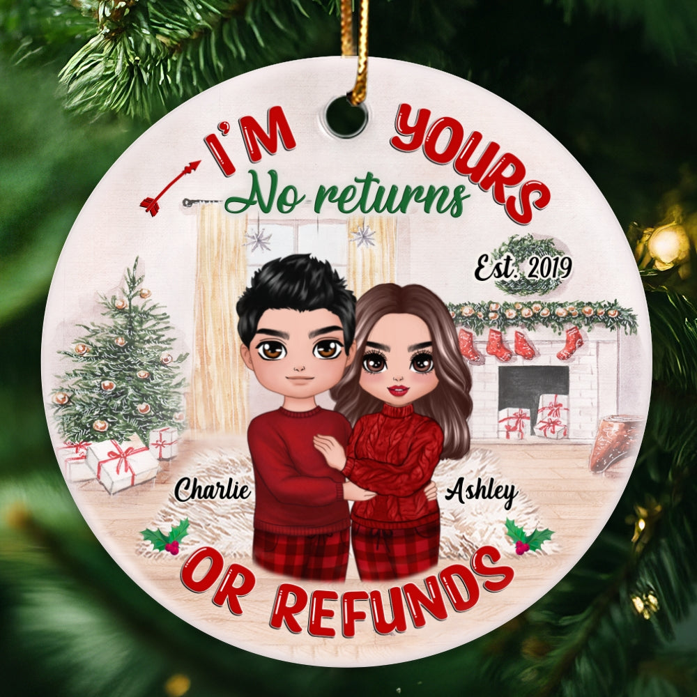 Doll Couple I‘m Yours No Returns Refunds Personalized Circle Ornament