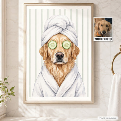 Custom Bathroom Pet Portrait From Photo - Personalized Poster - Funny Bathroom Decor For Pet Lovers